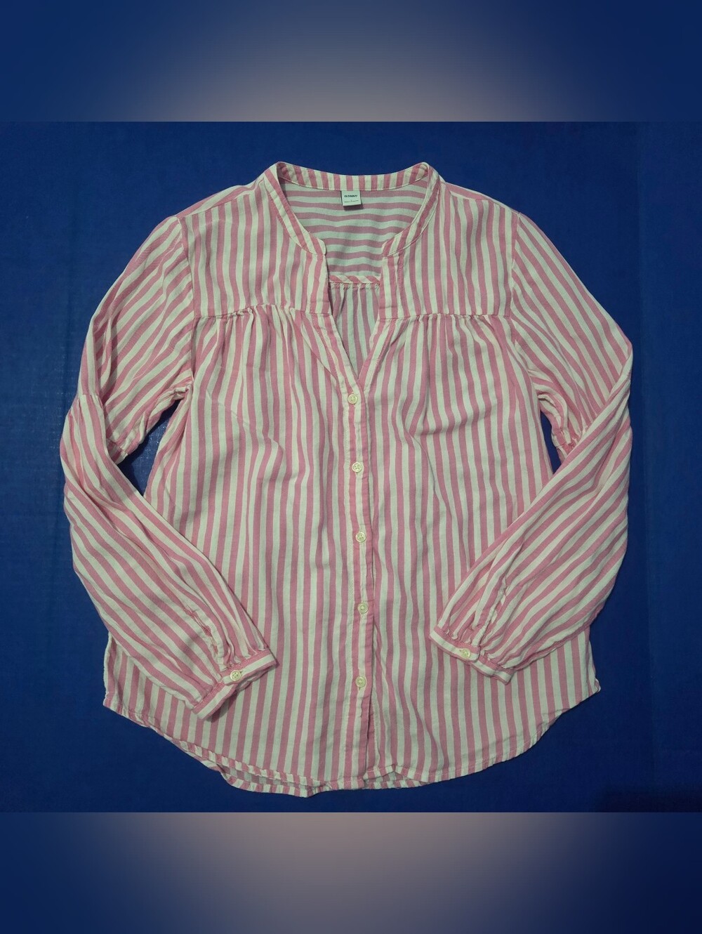 Old Navy Pink and White Striped Button-Down Shirt